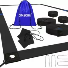 OMSORG 2 in 1 Beach Volleyball Lines, Heavy Duty Volleyball Boundary Lines with Reinforced Corners, Beach Volleyball Lines for Sand Backyard 2 inch, Official Size 26.3' X 52.6'