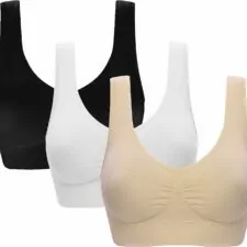 Vermilion Bird Women's 3 Pack Seamless Comfortable Sports Bra with Removable Pads