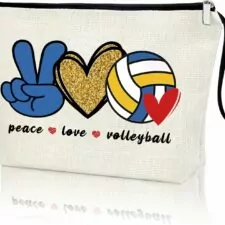 Volleyball Gifts Makeup Bag Fun Travel Cosmetic Bag Volleyball Player Travel Organizer Zipper Pouch for Volleyball Lover Sports Gifts for Girls Women Coach Team Mom