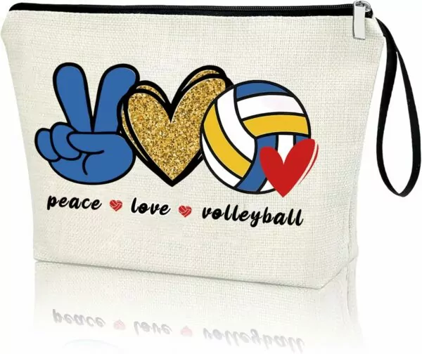 Volleyball Gifts Makeup Bag Fun Travel Cosmetic Bag Volleyball Player Travel Organizer Zipper Pouch for Volleyball Lover Sports Gifts for Girls Women Coach Team Mom