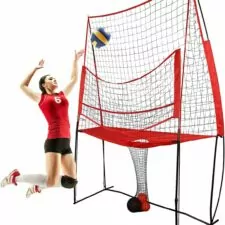 Volleyball Practice Net Station, Adjustable Height Volleyball Practice Rebounder Net for Hitting and Serving Drills Volleyball Training Equipment Net for Indoor & Outdoor Solo Practice Training