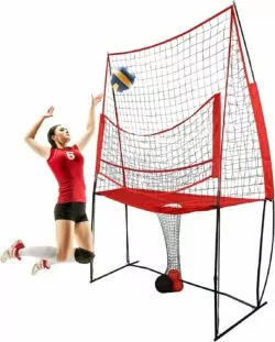 Volleyball Practice Net Station, Adjustable Height Volleyball Practice Rebounder Net for Hitting and Serving Drills Volleyball Training Equipment Net for Indoor & Outdoor Solo Practice Training