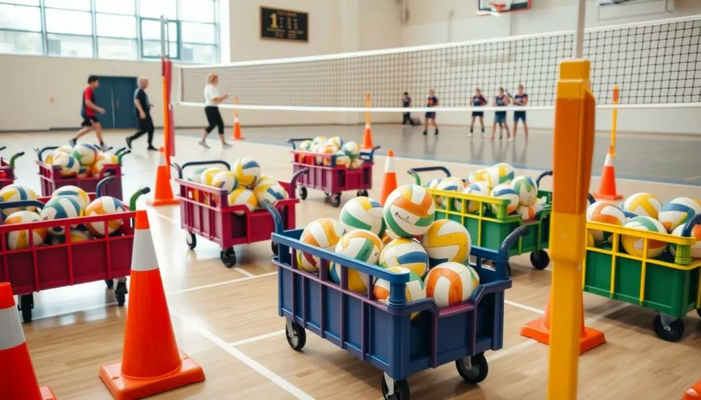 Volleyball carts for efficient team training