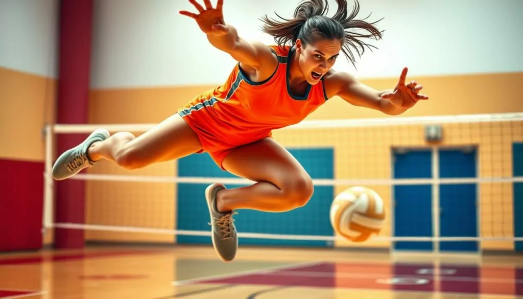 Volleyball player jumping