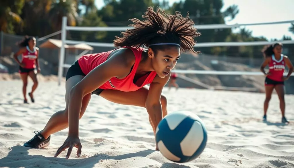 Volleyball setter in defensive position