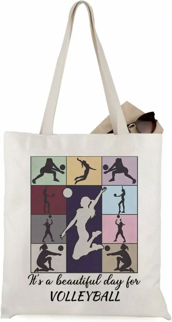 WCGXKO Volleyball Gift It’s A Beautiful Day For Volleyball Tote Bag for Volleyball Player (T-Day For Volleyball)