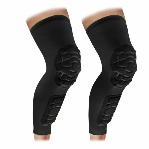 Wrestling Knee Pads Compression Leg Sleeve with Knee Pad and Calf Pad, 1 Pair Knee Sleeve for Football, Basketball, Volleyball(Black_L_2 Pcs)