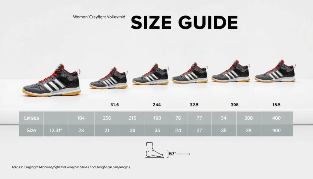 size guide for adidas crazyflight mid volleyball shoes